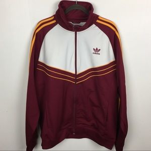 Mens Adidas Maroon Gold Track Jacket 